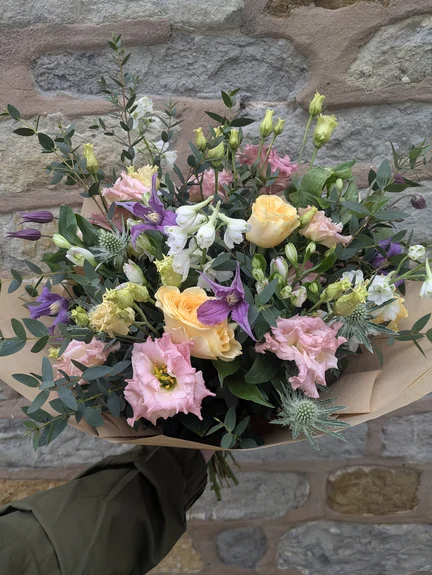 hand tied bouquet pastels